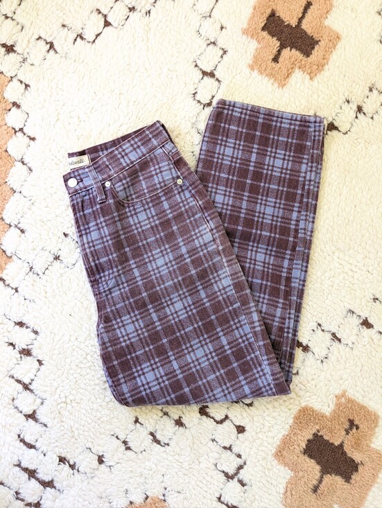 Madewell Pants - Madewell The Perfect Vintage Straight Jean In Cabernet Plaid